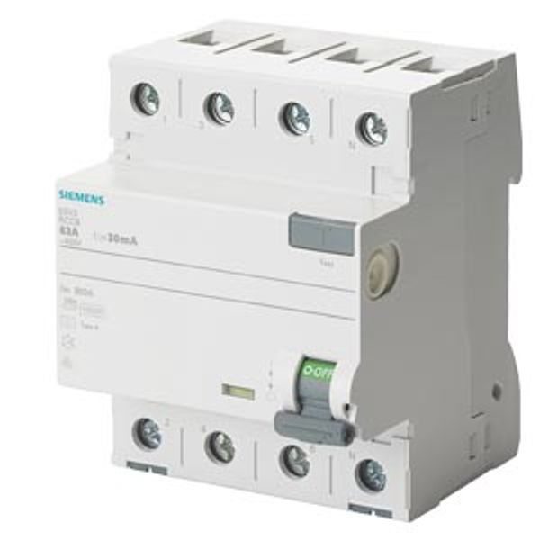 residual current operated circuit breaker, 4-pole, type A, In: 25 A, 5SV3642-6BA image 1