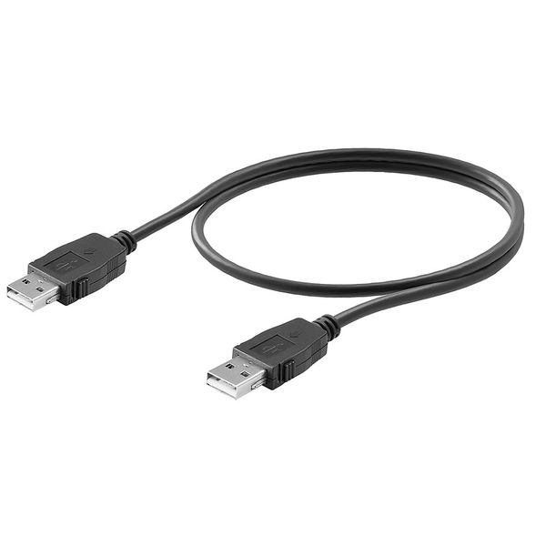 USB cable, USB A, with mechanical locking, PVC, black image 1