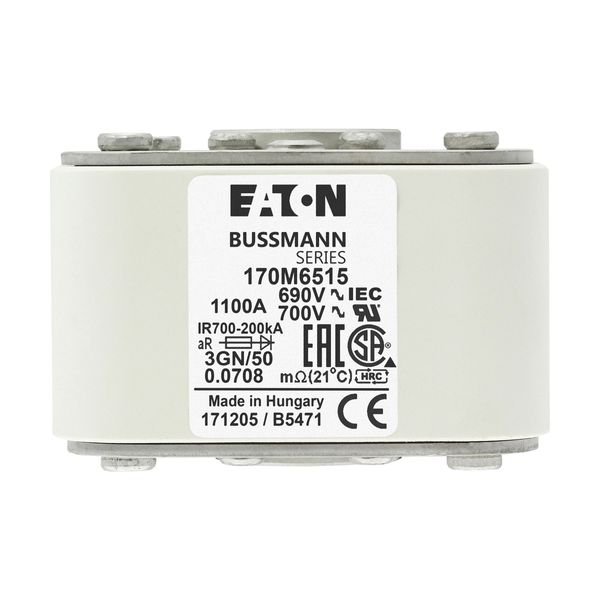 Fuse-link, high speed, 1100 A, AC 690 V, size 3, 76 x 92 x 53 mm, aR, IEC, UL, single indicator image 13