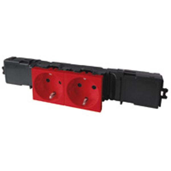 Socket Mosaic - 2x2P+E - instal on trunking - auto term WAGO WINSTA - std - red image 1