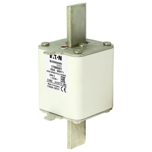 Fuse-link, high speed, 200 A, AC 690 V, DIN 2, 60 x 74 x 150 mm, gR, DIN, IEC, single indicator image 5