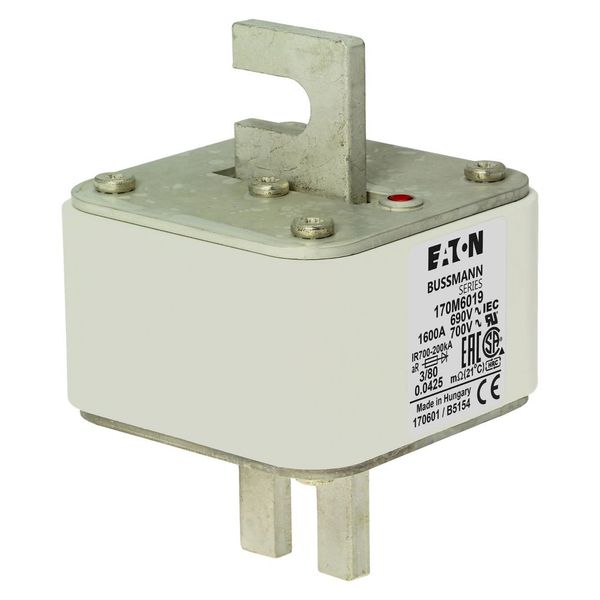 Fuse-link, high speed, 1600 A, AC 690 V, DIN 3, 76 x 76 x 109 mm, aR, DIN, IEC, single indicator image 19