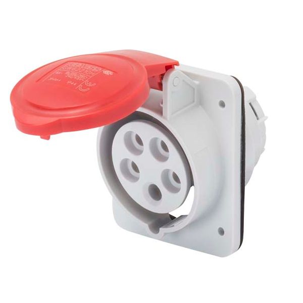 10° ANGLED FLUSH-MOUNTING SOCKET-OUTLET HP - IP44/IP54 - 3P+E 32A 380V/440V 50HZ/60HZ - RED - 3H - SCREW WIRING image 2