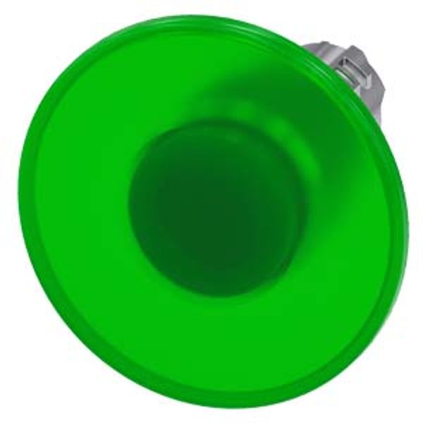 Illuminated mushroom pushbutton, 22 mm, round, metal, shiny, green, 60  3SU1051-1CA40-0AA0-Z Y12 image 1