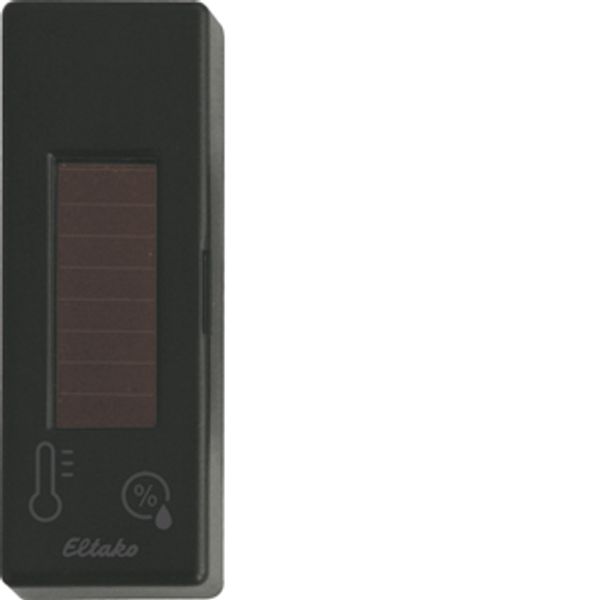Wireless temperature+humidity sensor with solar cell and battery, anthracite matt image 1