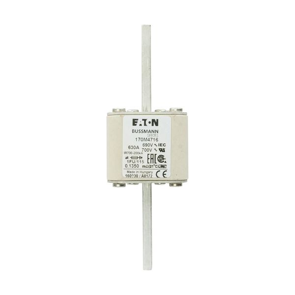 Fuse-link, high speed, 630 A, AC 690 V, size 1, 53 x 69 x 136 mm, aR, IEC, UL, no indicator, 115 mm centers image 9