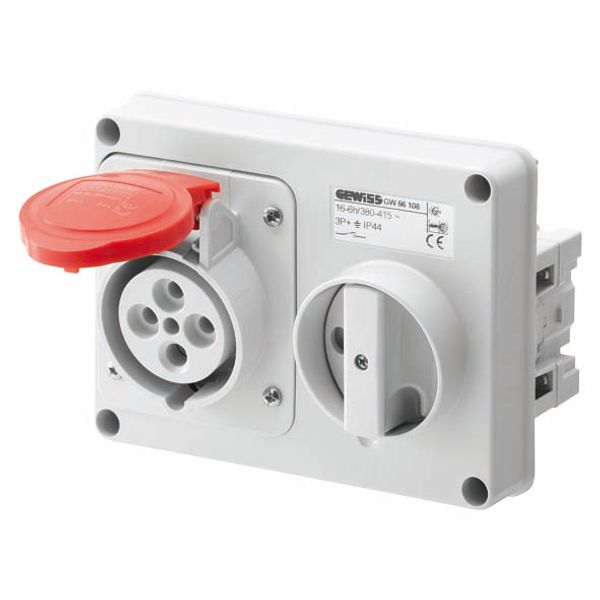 FIXED INTERLOCKED HORIZONTAL SOCKET-OUTLET - WITHOUT BOTTOM - WITHOUT FUSE-HOLDER BASE - 3P+E 32A 380-415V - 50/60HZ 6H - IP44 image 2