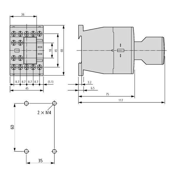 Contactor 3kW/400V/7A, 1 NC, coil 24VDC image 3