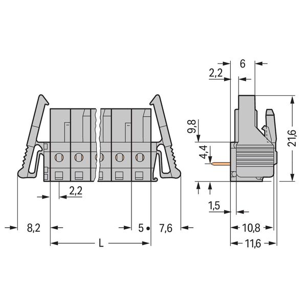 THT female header angled Pin spacing 5 mm gray image 2