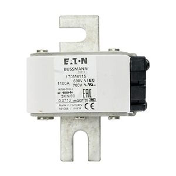 Fuse-link, high speed, 1100 A, AC 690 V, DIN 3, 76 x 92 x 109 mm, aR, DIN, IEC, single indicator image 4