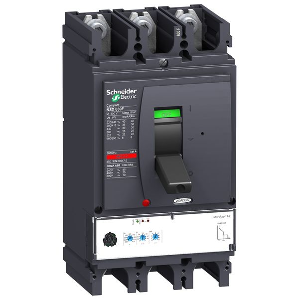 circuit breaker ComPact NSX630N, 50 kA at 415 VAC, MicroLogic 2.3 trip unit 630 A, 3 poles 3d image 2
