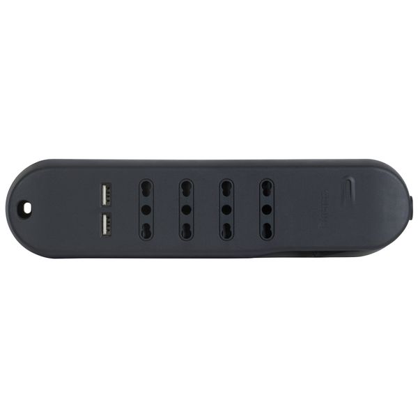 SLIM Mos 4 socket + 2 usb switch safe grey image 1