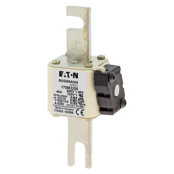 Fuse-link, high speed, 40 A, AC 690 V, compact DIN 1, 45 x 58 x 134 mm, aR, DIN, IEC, single indicator image 4