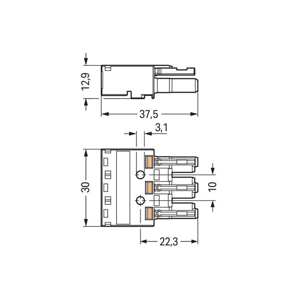 Socket 3-pole Cod. B gray image 3