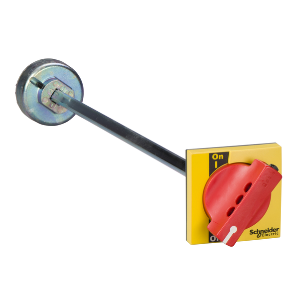 extended rotary handle for front control, Compact INS/INV 250, IP55, IK07, red handle on yellow front image 4