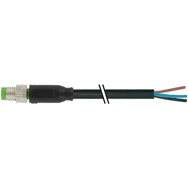 M8 male 0° A-cod. with cable PUR 4x0.25 bk UL/CSA+drag ch. 2m image 1