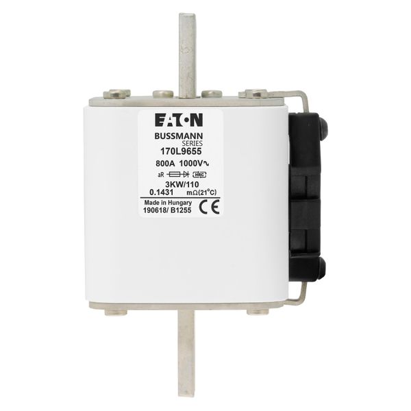 Fuse-link, high speed, 800 A, AC 1000 V, Size 3, 74 x 92 x 141 mm, aR, DIN, IEC, single indicator image 9