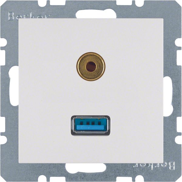 USB/3.5 mm audio soc. out., S.1/B.3/B.7, p. white, matt, plastic image 1