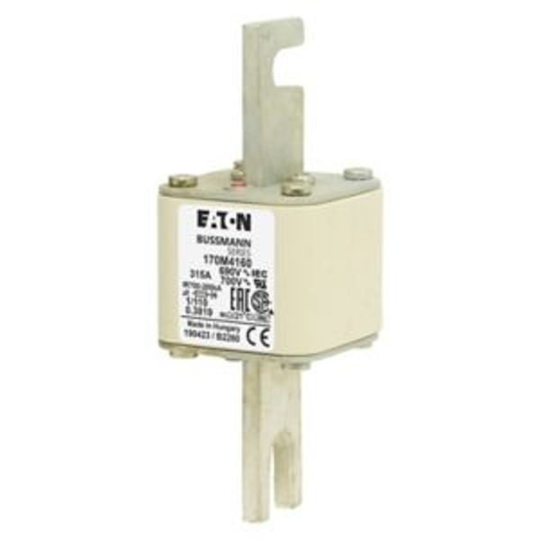 Fuse-link, high speed, 315 A, AC 690 V, DIN 1, 53 x 66 x 138 mm, aR, DIN, IEC, single indicator image 3