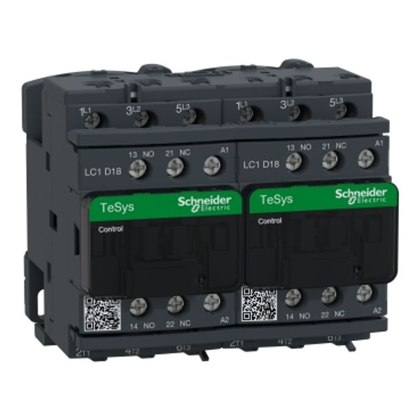 TeSys Deca reversing contactor - 3P(3 NO) - AC-3 - = 440 V 18 A - 220 V AC coil image 3