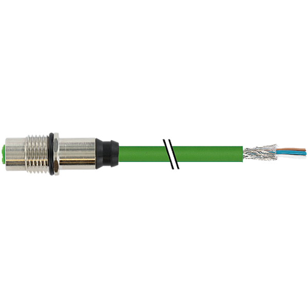 M12 fem. recept. D-cod. rear TPE 22AWG SF/UTP CAT5e gn . ITC/PLTC 10m image 1