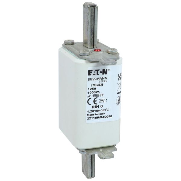 Fuse-link, high speed, 125 A, AC 1000 V, DIN 0, 35 x 60 x 125 mm, aR, DIN, IEC, single indicator image 11