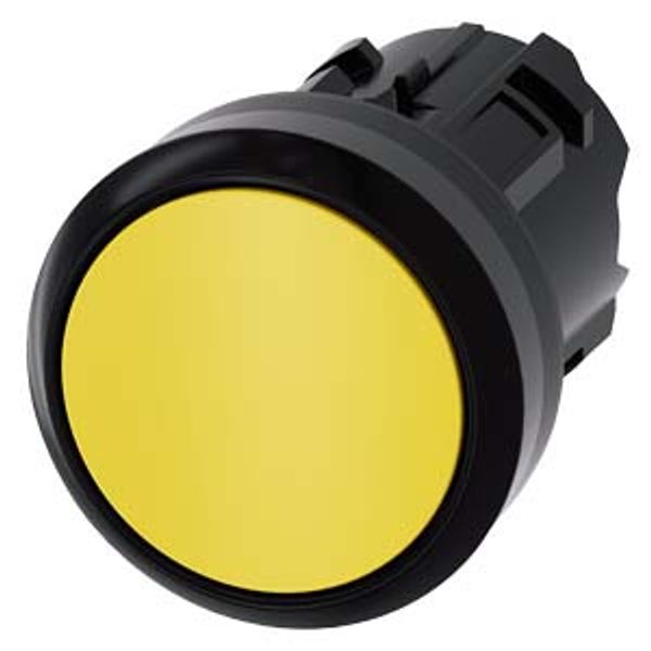 Pushbutton, 22 mm, round, plastic, yellow, pushbutton, flat momentary contact 3SU1000-0AB30-0AA0-Z Y10 image 1