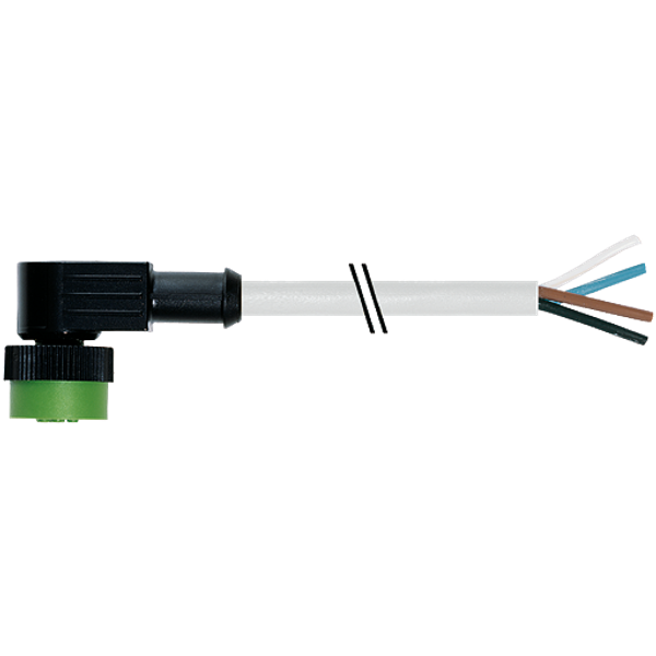 MQ12 female 90° A-cod. with cable PUR 4x0.34 gy UL/CSA+drag ch. 3m image 1