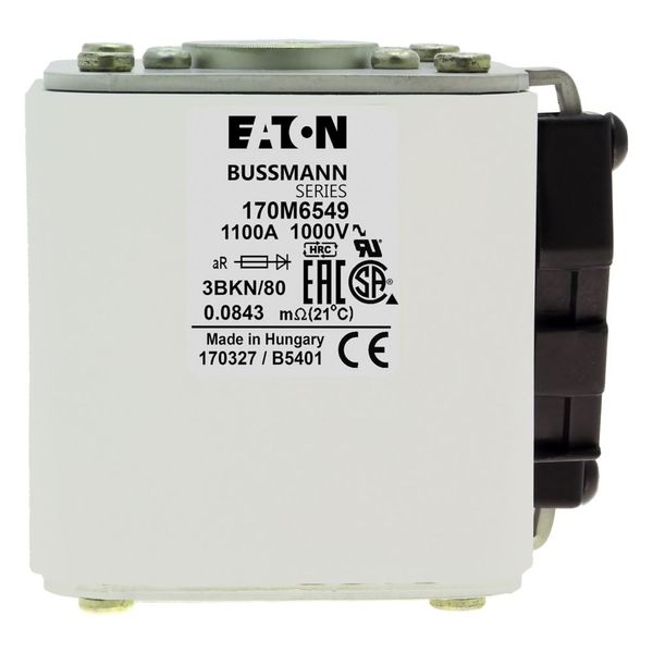 Fuse-link, high speed, 1000 A, AC 1250 V, 2 x size 3, 74 x 177 x 95 mm, aR, IEC, single indicator image 8