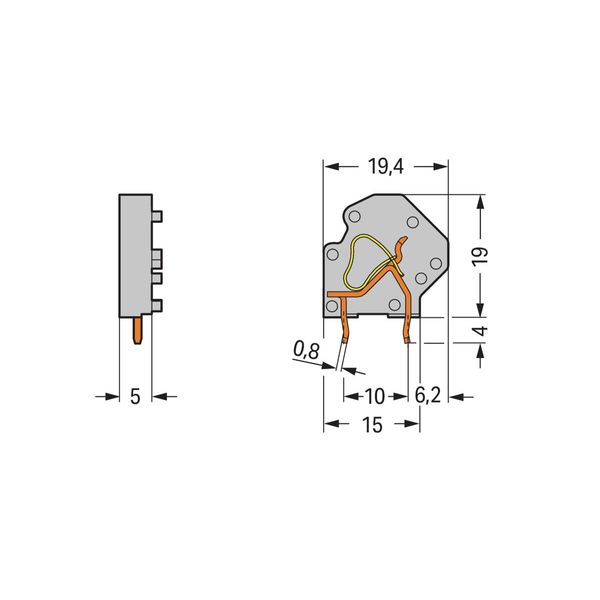 Stackable PCB terminal block 4 mm² Pin spacing 5 mm light gray image 2