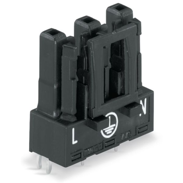 Socket for PCBs straight 3-pole black image 1