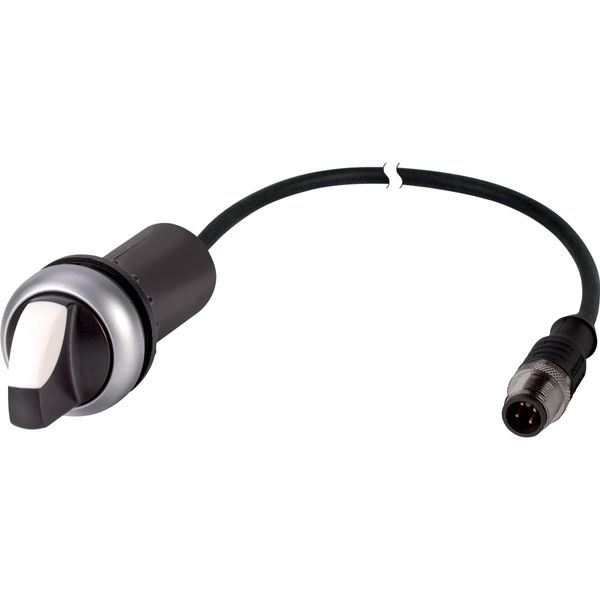 Changeover switch, With thumb-grip, momentary, 2 N/O, Cable (black) with M12A plug, 4 pole, 1 m, 3 positions, Bezel: titanium image 3