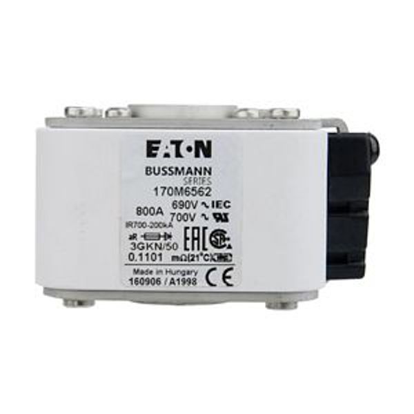 Fuse-link, high speed, 800 A, AC 690 V, size 3, 76 x 92 x 53 mm, aR, IEC, UL, type K indicator image 4