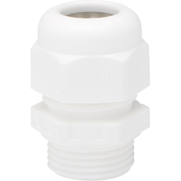 Splashproof M20 cable gland, white image 2