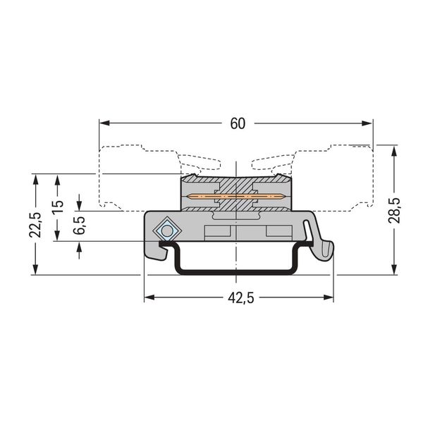 Double pin header DIN-35 rail mounting 17-pole gray image 1