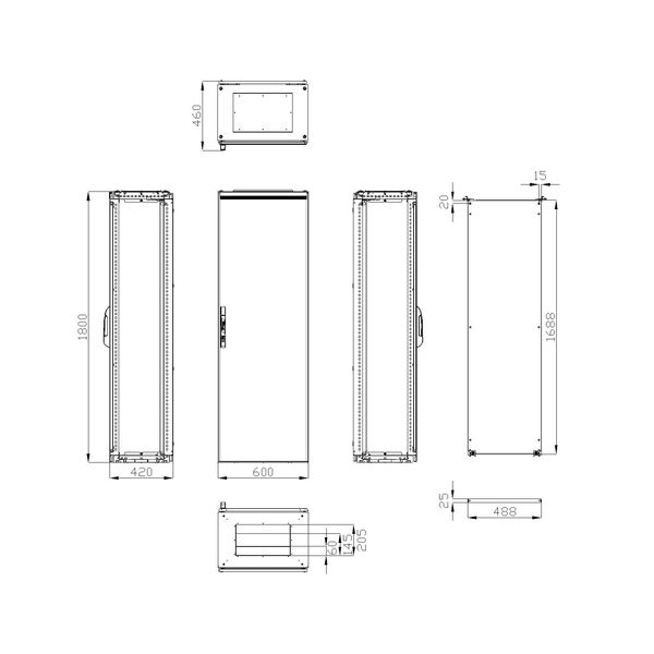 Compact enclosure 1 door IP65 H=1800 W=600 D=400 mm image 3