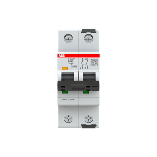 S302P-D63 Miniature Circuit Breaker - 2P - D - 63 A image 1