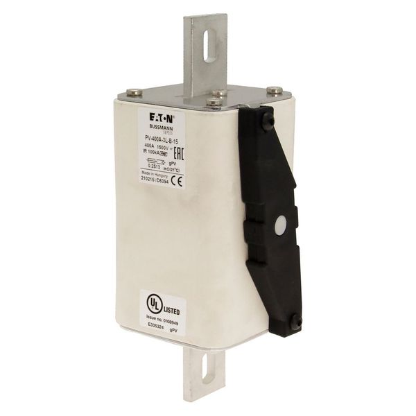 Fuse-link, high speed, 400 A, DC 1500 V, 3L, 75 x 205 mm, gPV, IEC, UL, with indicator, bolted contacts image 11