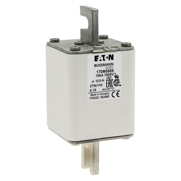 Fuse-link, high speed, 700 A, AC 1000 V, DIN 2, 59 x 75 x 138 mm, aR, DIN, IEC, single indicator image 18