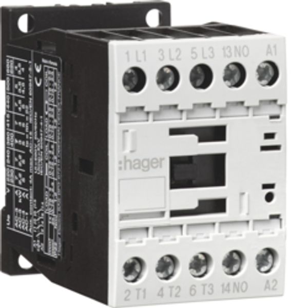 Power contactor 3P + 1S, 9A/4kW (AC-3), 230VAC image 1