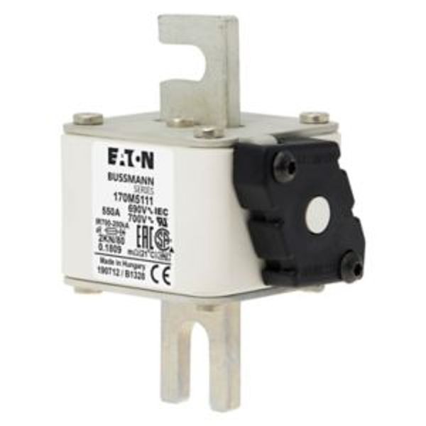 Fuse-link, high speed, 550 A, AC 690 V, DIN 2, 61 x 77 x 108 mm, aR, DIN, IEC, single indicator image 4