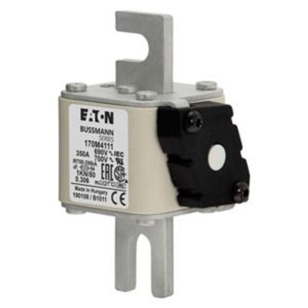 Fuse-link, high speed, 350 A, AC 690 V, DIN 1, 53 x 69 x 108 mm, aR, DIN, IEC, single indicator image 4