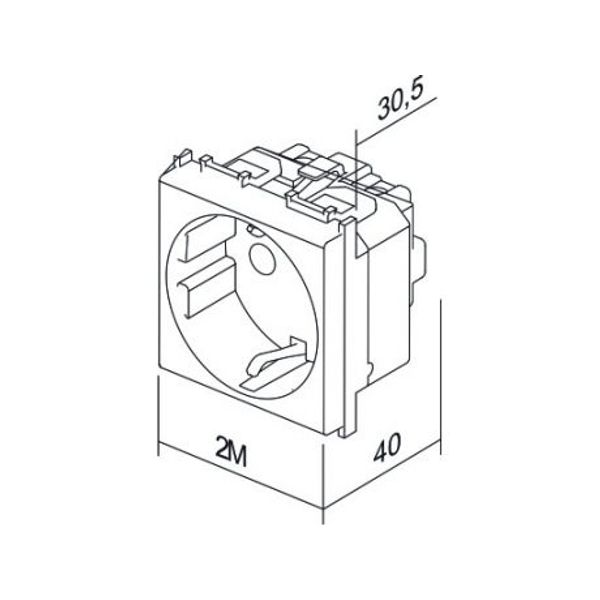 SOCKET SCHUKO+KS+COVER 2P+E 16A 250V~ 2M II 4317797 image 1