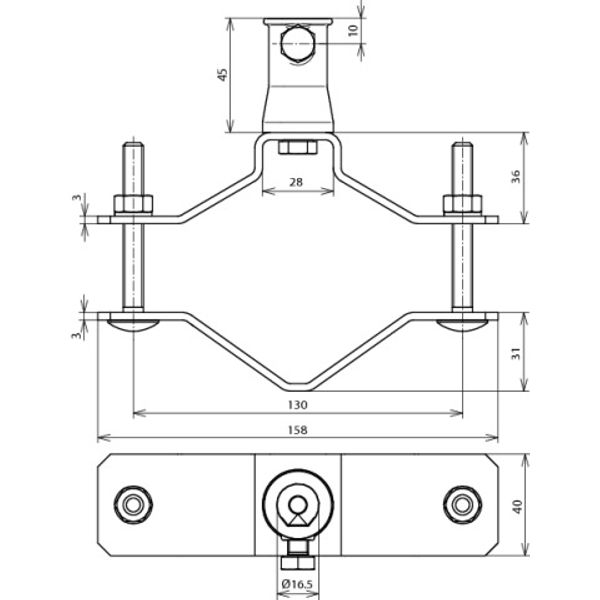 Pipe clamp  D 70-90mm StSt with socket ZDC D 16mm  f. DEHNiso image 2