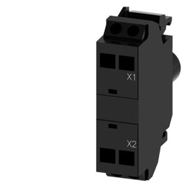 3SU1401-1BH30-3AA0-ZX90 LED module with integrated LED 24-240 V AC/DC, yellow, spring-type terminal, for front plate mounting, Z=50-unit packaging image 1