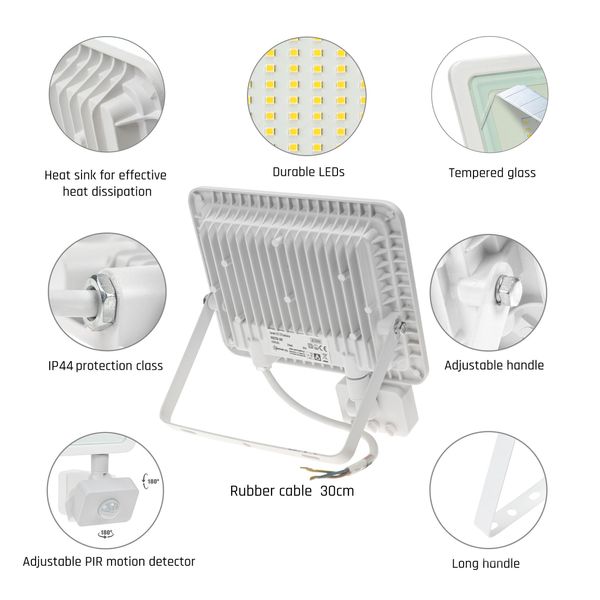 NOCTIS LUX 2 SMD 230V 50W IP44 WW white with sensor image 2