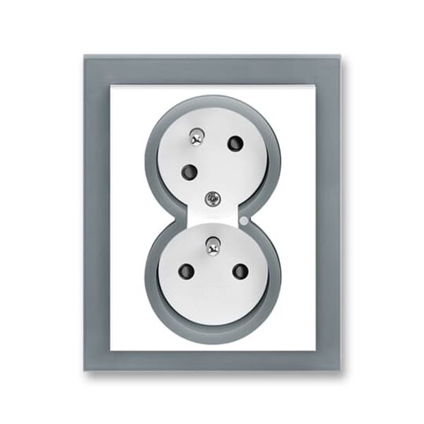 5593M-C02357 44 Double socket outlet with earthing pins, shuttered, with turned upper cavity, with surge protection ; 5593M-C02357 44 image 2