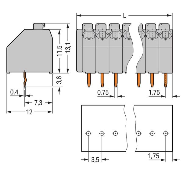 PCB terminal block push-button 1.5 mm² brown image 2