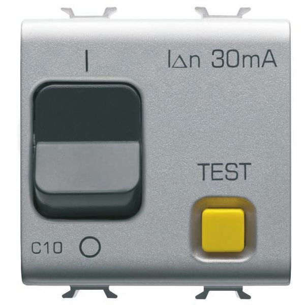 RESIDUAL CURRENT BREAKER WITH OVERCURRENT PROTECTION - C CHARACTERISTIC - CLASS A - 1P+N 10A 230Vac 30mA - 2 MODULES - TITANIUM - CHORUSMART image 2