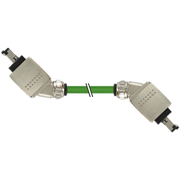 RJ45 PushPull male 45°male 45° PUR 1x4xAWG22 shielded gn+dragch 1.5m image 1